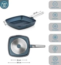 Westinghouse Performance Series - Grillpan Inductie 28cm - Luxe Grillpan - Blauw - Steakpan - Geschikt Voor Alle Warmtebronnen Inclusief Inductie En Ovenbestendig -Pot Bevordering 1120x1200 12
