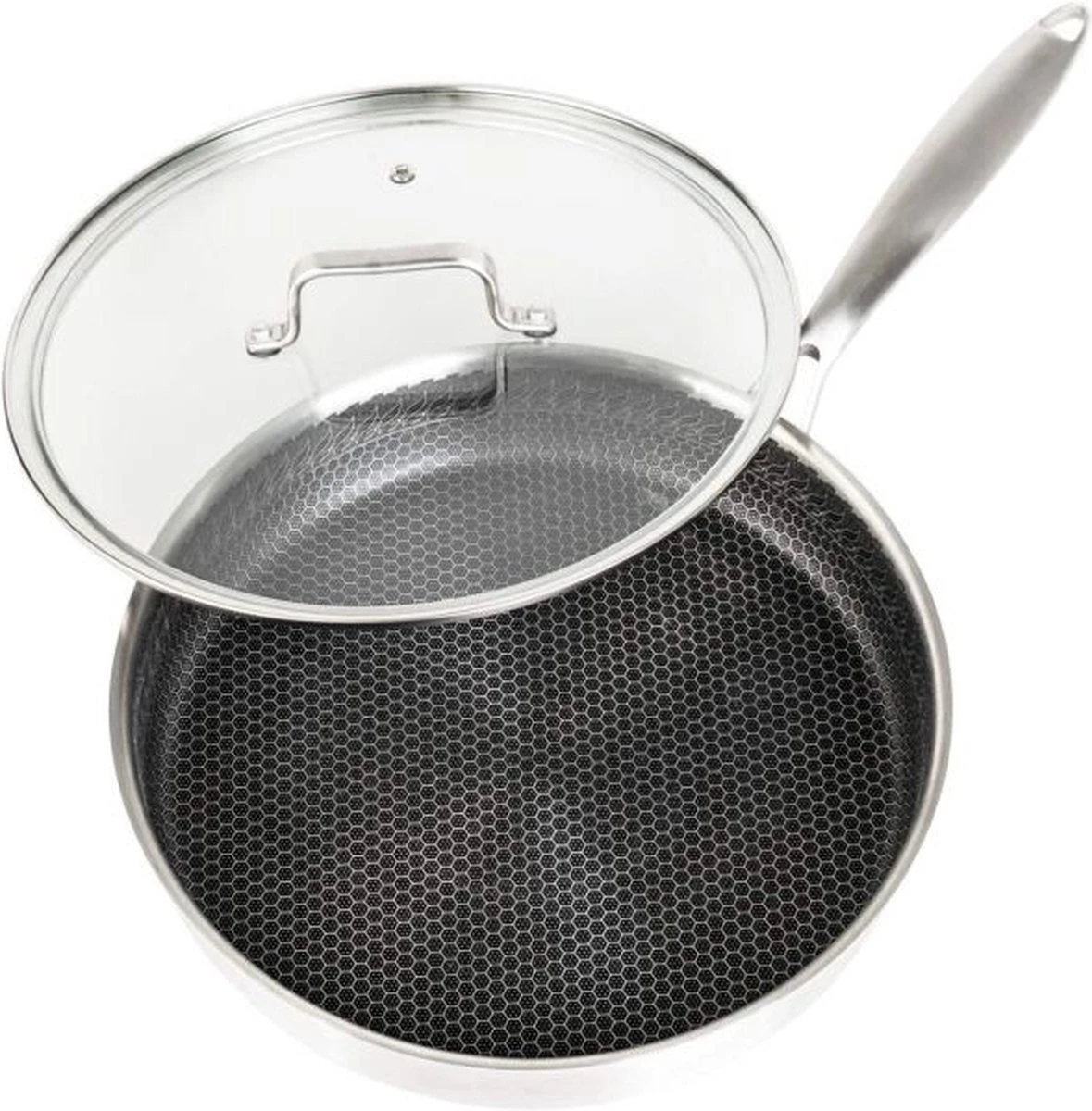 Honingraat Heavy Duty Anti-aanbak Koekenpan - Steelpan - Wok - Met Deksel 30 Cm - Gas - Elektrisch - Inductie - Oven 11 Honingraat Heavy Duty Anti-aanbak Koekenpan - Steelpan - Wok - Met Deksel 30 Cm - Gas - Elektrisch - Inductie - Oven - Afbeelding 9