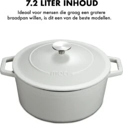 MOA Gietijzeren Braadpan - Inhoud 7,2 Liter - 30CM - Rond - Alle Warmtebronnen - Ook Voor Inductie - Gewicht 7,3 Kg - Wit - C30W -Pot Bevordering 1192x1200 1