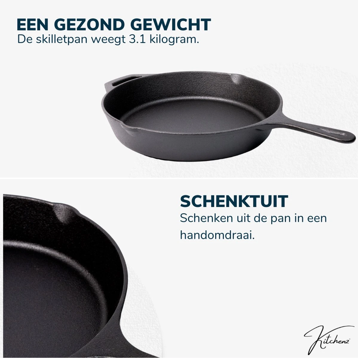 Gietijzeren Pan - Skillet - Koekenpan - BBQ - Koekenpan Inductie - ø32cm - 3.1 KG - Geschikt Voor Alle Warmtebronnen - Inclusief Gratis E-Book 7 Gietijzeren Pan - Skillet - Koekenpan - BBQ - Koekenpan Inductie - ø32cm - 3.1 KG - Geschikt Voor Alle Warmtebronnen - Inclusief Gratis E-Book - Afbeelding 5