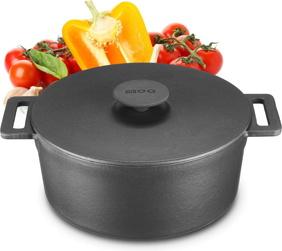 MOA Gietijzeren Braadpan - Inhoud 4,75 Liter - 26CM - Rond - Alle Warmtebronnen - Ook Voor Inductie - Gewicht 5,8 Kg - Zwart - MOAMC26B 3 MOA Gietijzeren Braadpan - Inhoud 4,75 Liter - 26CM - Rond - Alle Warmtebronnen - Ook Voor Inductie - Gewicht 5,8 Kg - Zwart - MOAMC26B