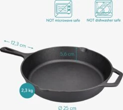 Navaris Gietijzeren Koekenpan - Braadpan Van Gietijzer - Ronde Skillet - Geschikt Voor Alle Warmtebronnen - Ø 25 Cm - Ovenbestendig Tot 260?graden -Pot Bevordering 1200x1071