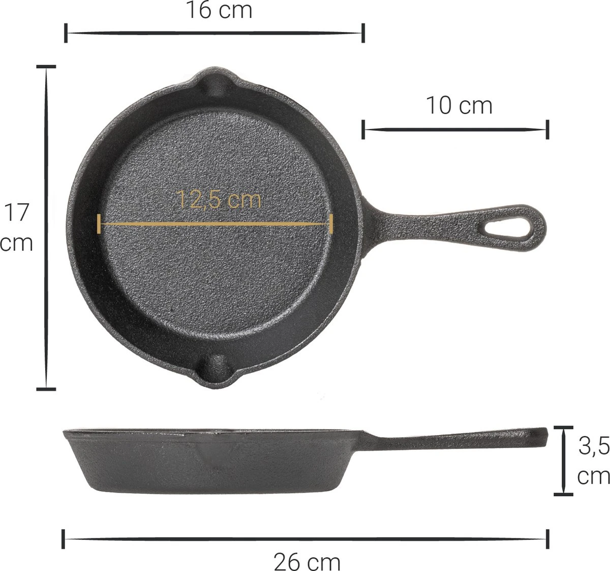 Blackwell Koekenpan Gietijzer - ø 16 Cm - Zonder Anti-aanbaklaag 4 Blackwell Koekenpan Gietijzer - ø 16 Cm - Zonder Anti-aanbaklaag - Afbeelding 2