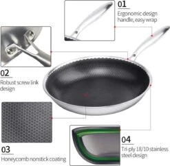 Honingraat Heavy Duty Anti-aanbak Koekenpan - Steelpan - Wok - Met Deksel 30 Cm - Gas - Elektrisch - Inductie - Oven 18 Honingraat Heavy Duty Anti-aanbak Koekenpan - Steelpan - Wok - Met Deksel 30 Cm - Gas - Elektrisch - Inductie - Oven -Pot Bevordering 1200x1177