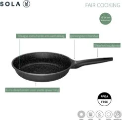 Sola - Fair Cooking Zwart/wit Greblon Anti Aanbaklaag 11 Sola - Fair Cooking Zwart/wit Greblon Anti Aanbaklaag -Pot Bevordering 1200x1184