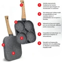 Professionele Koekenpan - Inductie - Voor Eieren / Pannekoeken / Hamburgers - Bakpan - Pan Voor 4 Eieren - Crepe Maker - Pannenkoekenmaker - Braadpan - Anti Aanbaklaag -Pot Bevordering 1200x1188 1