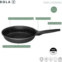 Sola Koekenpan Fair Cooking - Ø 28 Cm - Zwart/wit - Aluminium - Antiaanbaklaag -Pot Bevordering 1200x1189 1