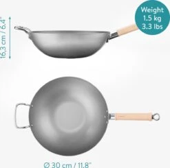 Navaris Grote Wokpan Geschikt Voor Inductie - Koolstofstalen Wok Met Twee Handvaten - Carbon Steel Wok 30 Cm Diameter - Voor Roerbak- En Wokgerechten 12 Navaris Grote Wokpan Geschikt Voor Inductie - Koolstofstalen Wok Met Twee Handvaten - Carbon Steel Wok 30 Cm Diameter - Voor Roerbak- En Wokgerechten -Pot Bevordering 1200x1192