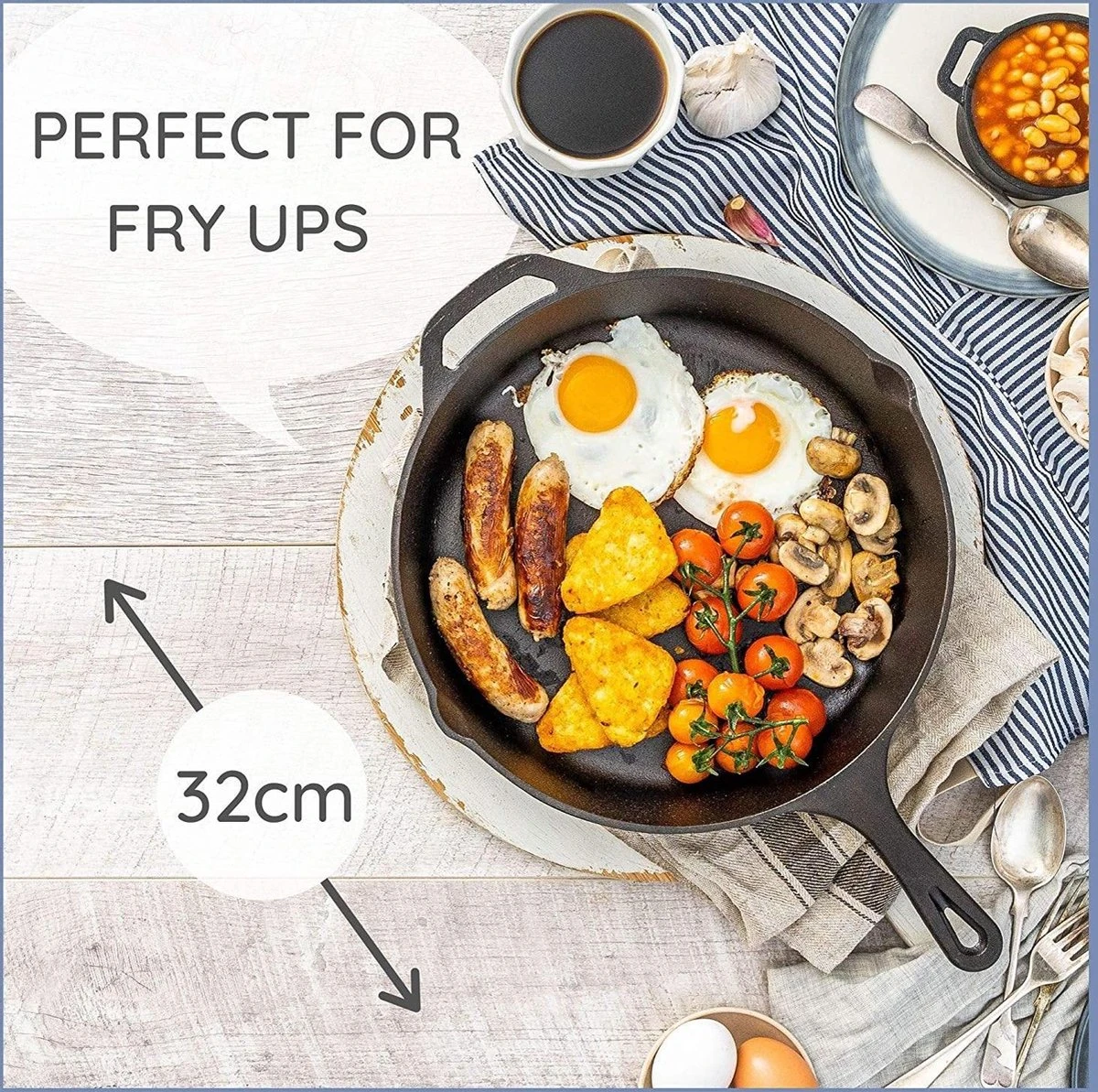 Nuovva Cast Iron Skillet / Gietijzeren Pan - 32cm 5 Nuovva Cast Iron Skillet / Gietijzeren Pan - 32cm - Afbeelding 3