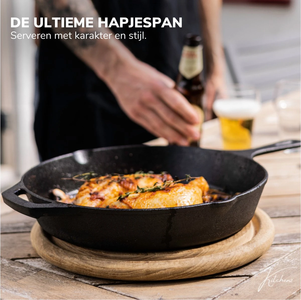 Gietijzeren Pan - Skillet - Koekenpan - BBQ - Koekenpan Inductie - ø32cm - 3.1 KG - Geschikt Voor Alle Warmtebronnen - Inclusief Gratis E-Book 5 Gietijzeren Pan - Skillet - Koekenpan - BBQ - Koekenpan Inductie - ø32cm - 3.1 KG - Geschikt Voor Alle Warmtebronnen - Inclusief Gratis E-Book - Afbeelding 3