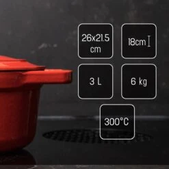 Daumonet Bocuse Rouge Gietijzeren Braadpan - Sudderpan Kersen Rood - Ovaal - Ø 29 Cm - 3 Liter - PFAS & PFOA Vrij - Emaille - Geschikt Voor Alle Warmtebronnen - Elektrisch - Gas - Halogeen - Inductie - Keramisch - Vaatwasserbestendig -Pot Bevordering 1200x1199 20