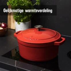 Daumonet Carême Rouge Gietijzeren Braadpan - Sudderpan Kersen Rood - Rond - Ø26 Cm - 4,4 Liter - PFAS & PFOA Vrij - Emaille - Geschikt Voor Alle Warmtebronnen - Elektrisch - Gas - Halogeen - Inductie - Keramisch - Vaatwasserbestendig -Pot Bevordering 1200x1200 1036