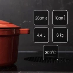 Daumonet Carême Rouge Gietijzeren Braadpan - Sudderpan Kersen Rood - Rond - Ø26 Cm - 4,4 Liter - PFAS & PFOA Vrij - Emaille - Geschikt Voor Alle Warmtebronnen - Elektrisch - Gas - Halogeen - Inductie - Keramisch - Vaatwasserbestendig -Pot Bevordering 1200x1200 1037