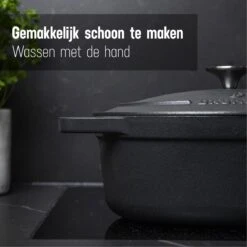Gietijzeren Braadpan - Sudderpan Zwart Van Daumonet - Ovaal - Ø 29 Cm - 3 Liter - 100% PFAS & PFOA Vrij - Emaille - Geschikt Voor Alle Warmtebronnen - Elektrisch - Gas - Halogeen - Inductie - Keramisch - Vaatwasserbestendig -Pot Bevordering 1200x1200 1046