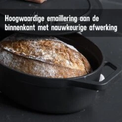 Gietijzeren Braadpan - Sudderpan Zwart Van Daumonet - Ovaal - Ø 29 Cm - 3 Liter - 100% PFAS & PFOA Vrij - Emaille - Geschikt Voor Alle Warmtebronnen - Elektrisch - Gas - Halogeen - Inductie - Keramisch - Vaatwasserbestendig -Pot Bevordering 1200x1200 1049