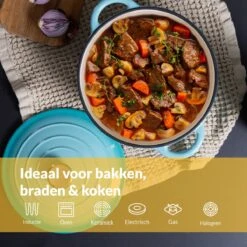 Chefarone Gietijzeren Pan - Braadpan Inclusief Deksel - Geschikt Voor Alle Warmtebronnen - Geëmailleerd Blauw 16 Chefarone Gietijzeren Pan - Braadpan Inclusief Deksel - Geschikt Voor Alle Warmtebronnen - Geëmailleerd Blauw -Pot Bevordering 1200x1200 1069