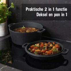 Daumonet Ducasse Gietijzeren Double Use Braadpan - Combi Sudderpan Zwart - 2-in-1 Bak- En Braadpan - PFAS & PFOA Vrij - Rond - Ø 26 Cm - 4,4 Liter - Emaille - Alle Warmtebronnen - Elektrisch - Gas - Halogeen - Inductie - Keramisch 14 Daumonet Ducasse Gietijzeren Double Use Braadpan - Combi Sudderpan Zwart - 2-in-1 Bak- En Braadpan - PFAS & PFOA Vrij - Rond - Ø 26 Cm - 4,4 Liter - Emaille - Alle Warmtebronnen - Elektrisch - Gas - Halogeen - Inductie - Keramisch -Pot Bevordering 1200x1200 1135