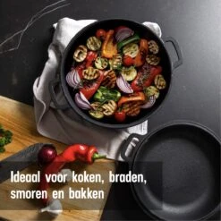 Daumonet Ducasse Gietijzeren Double Use Braadpan - Combi Sudderpan Zwart - 2-in-1 Bak- En Braadpan - PFAS & PFOA Vrij - Rond - Ø 26 Cm - 4,4 Liter - Emaille - Alle Warmtebronnen - Elektrisch - Gas - Halogeen - Inductie - Keramisch 15 Daumonet Ducasse Gietijzeren Double Use Braadpan - Combi Sudderpan Zwart - 2-in-1 Bak- En Braadpan - PFAS & PFOA Vrij - Rond - Ø 26 Cm - 4,4 Liter - Emaille - Alle Warmtebronnen - Elektrisch - Gas - Halogeen - Inductie - Keramisch -Pot Bevordering 1200x1200 1136
