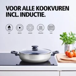 BRABANTIA INDU+ Hapjespan - Keramische Antiaanbaklaag - Met Deksel - Ø 28 Cm - Inductie - Pfas Vrij -Pot Bevordering 1200x1200 1211