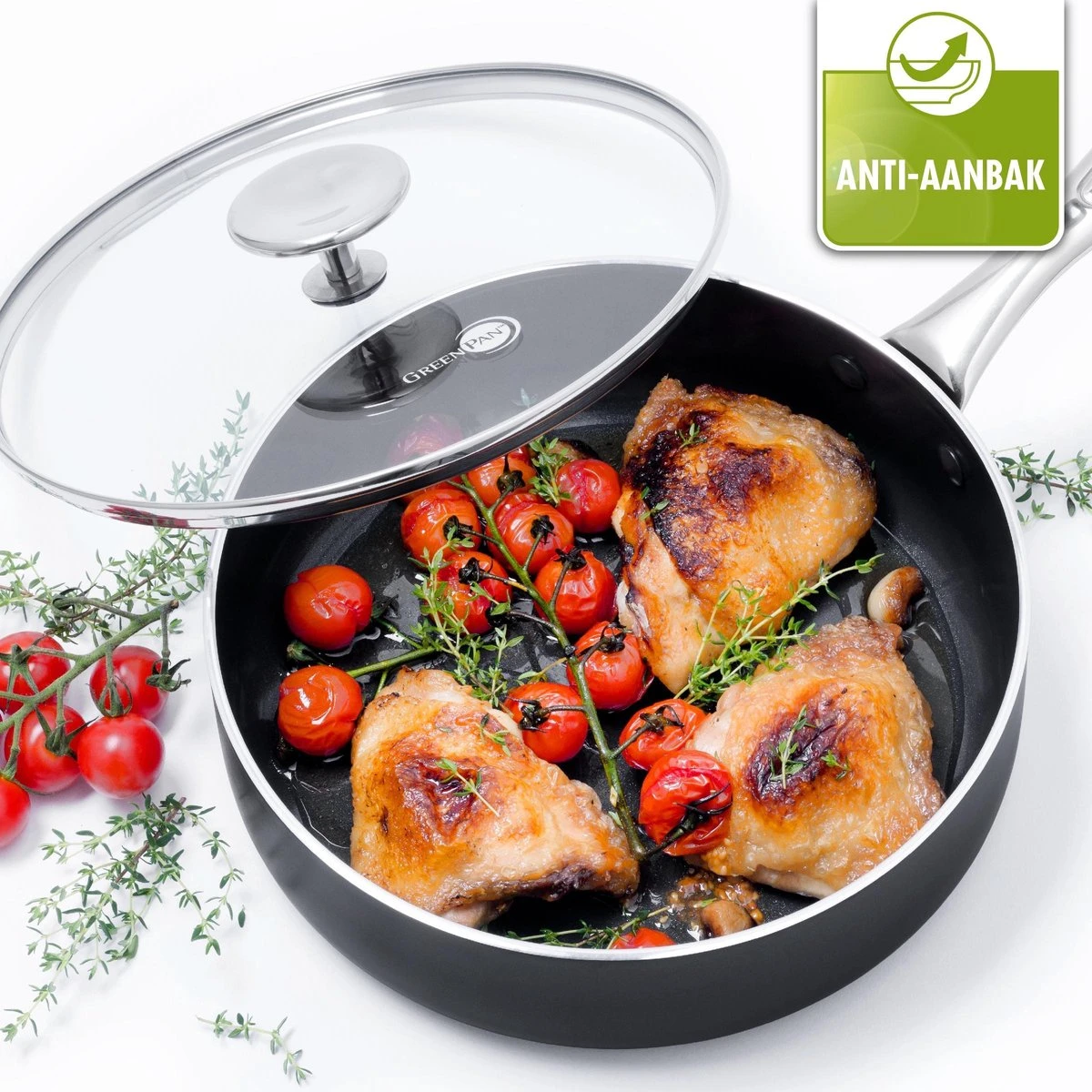 GreenPan Brussels Hapjespan Met Deksel - Ø24 Cm - Keramisch - Inductie 5 GreenPan Brussels Hapjespan Met Deksel - Ø24 Cm - Keramisch - Inductie - Afbeelding 3