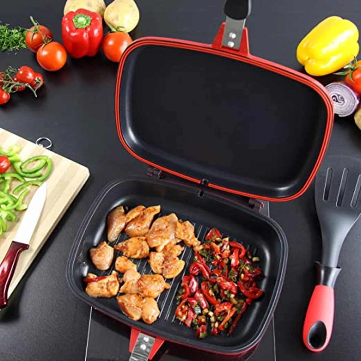 Herenthal Dubbele Grillpan - Ø 28 Cm - Koekenpan - Keramische Pan - Marmeren Coating Met Antiaanbaklaag - PFAS & PFOA Vrij - Pan - Grill - Vermindert Geur, Rook En Oliespatten - Zilver 3 Herenthal Dubbele Grillpan - Ø 28 Cm - Koekenpan - Keramische Pan - Marmeren Coating Met Antiaanbaklaag - PFAS & PFOA Vrij - Pan - Grill - Vermindert Geur, Rook En Oliespatten - Zilver - Afbeelding 2