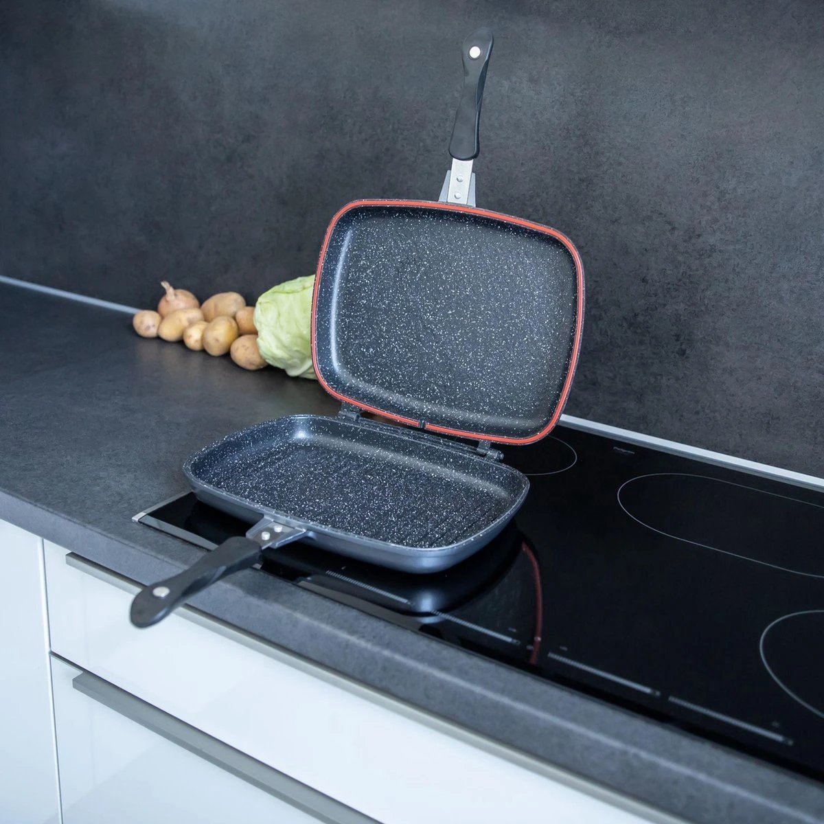 Herenthal Dubbele Grillpan - Ø 28 Cm - Koekenpan - Keramische Pan - Marmeren Coating Met Antiaanbaklaag - PFAS & PFOA Vrij - Pan - Grill - Vermindert Geur, Rook En Oliespatten - Zilver 11 Herenthal Dubbele Grillpan - Ø 28 Cm - Koekenpan - Keramische Pan - Marmeren Coating Met Antiaanbaklaag - PFAS & PFOA Vrij - Pan - Grill - Vermindert Geur, Rook En Oliespatten - Zilver - Afbeelding 10