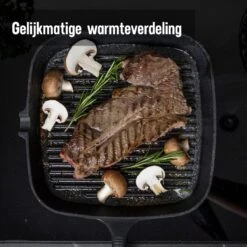 Daumonet Auguste Noir Gietijzeren Grillpan - Steakpan Zwart - PFAS & PFOA Vrij - Vierkant Met Schenktuit - 23,5 Cm - 2 Liter - Emaille - Alle Warmtebronnen - Elektrisch - Gas - Halogeen - Inductie - Keramisch -Pot Bevordering 1200x1200 1292