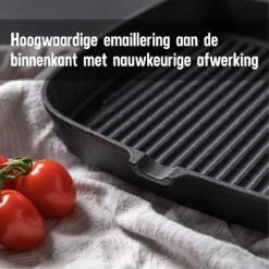 Daumonet Auguste Noir Gietijzeren Grillpan - Steakpan Zwart - PFAS & PFOA Vrij - Vierkant Met Schenktuit - 23,5 Cm - 2 Liter - Emaille - Alle Warmtebronnen - Elektrisch - Gas - Halogeen - Inductie - Keramisch -Pot Bevordering 1200x1200 1295