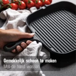 Daumonet Auguste Noir Gietijzeren Grillpan - Steakpan Zwart - PFAS & PFOA Vrij - Vierkant Met Schenktuit - 23,5 Cm - 2 Liter - Emaille - Alle Warmtebronnen - Elektrisch - Gas - Halogeen - Inductie - Keramisch -Pot Bevordering 1200x1200 1296