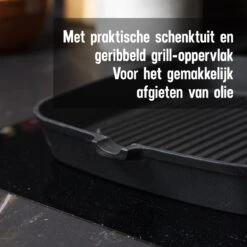 Daumonet Auguste Noir Gietijzeren Grillpan - Steakpan Zwart - PFAS & PFOA Vrij - Vierkant Met Schenktuit - 23,5 Cm - 2 Liter - Emaille - Alle Warmtebronnen - Elektrisch - Gas - Halogeen - Inductie - Keramisch -Pot Bevordering 1200x1200 1299