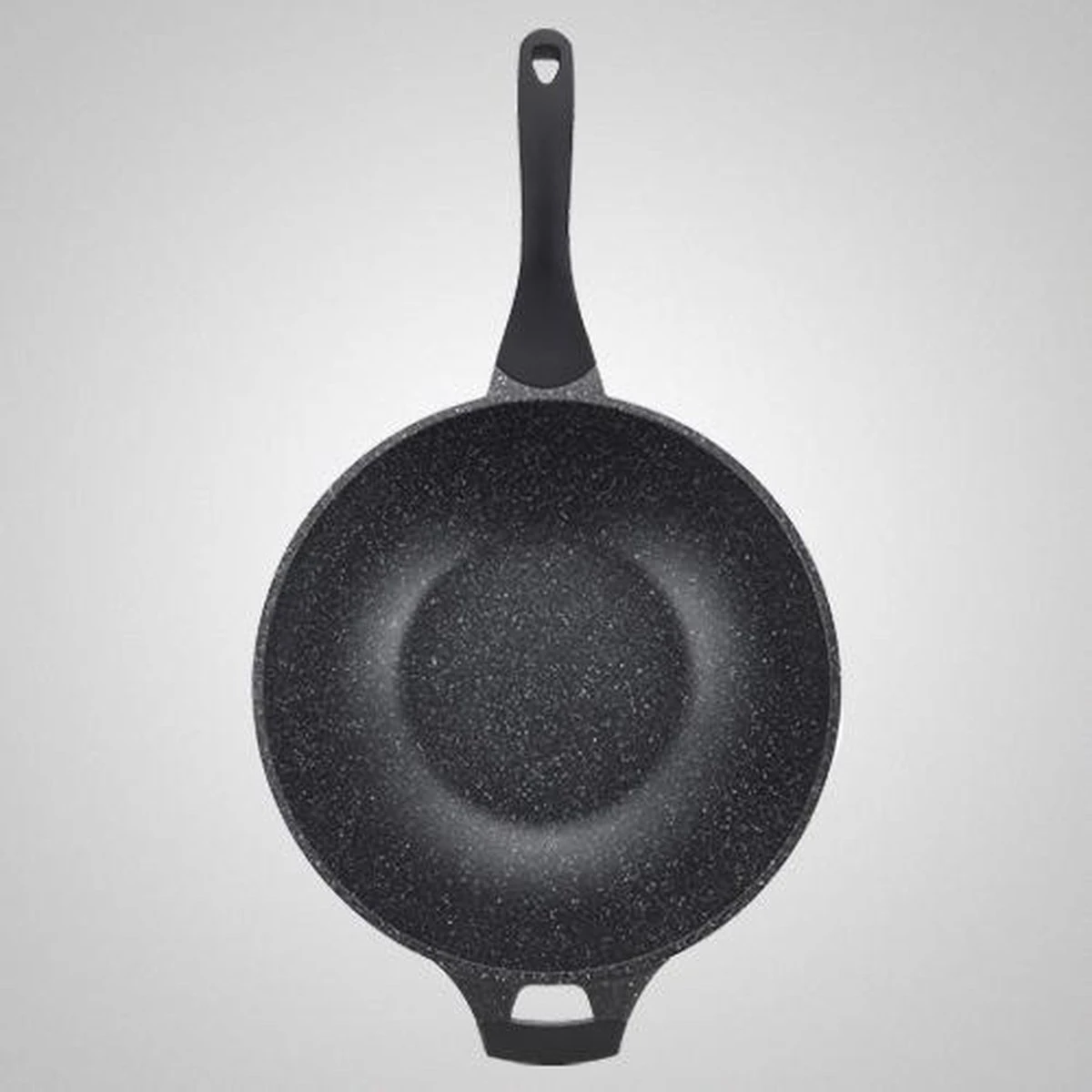 Royalty Line Marble Coating Wokpan - Met Glazen Deksel - Zwart - 32 Cm 4 Royalty Line Marble Coating Wokpan - Met Glazen Deksel - Zwart - 32 Cm - Afbeelding 2