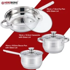 Herzberg Pannenset – 12-Delig – Voor Inductie En Gas – Vaatwasser Bestendig – RVS Met Glazen Deksels 9 Herzberg Pannenset – 12-Delig – Voor Inductie En Gas – Vaatwasser Bestendig – RVS Met Glazen Deksels -Pot Bevordering 1200x1200
