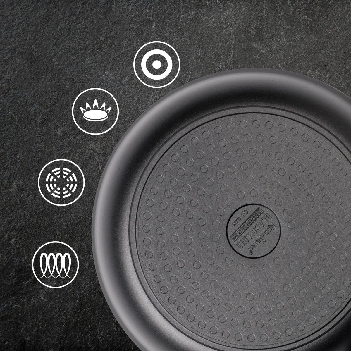 Rosmarino Black Line - Wokpan - Ø30cm - 100% PFAS & PFOA Vrij - Gegoten Aluminium - Non-stick Minerale Coating - Ergonomische Handgreep - Geschikt Voor Alle Warmtebronnen & Vaatwasser 12 Rosmarino Black Line - Wokpan - Ø30cm - 100% PFAS & PFOA Vrij - Gegoten Aluminium - Non-stick Minerale Coating - Ergonomische Handgreep - Geschikt Voor Alle Warmtebronnen & Vaatwasser - Afbeelding 10