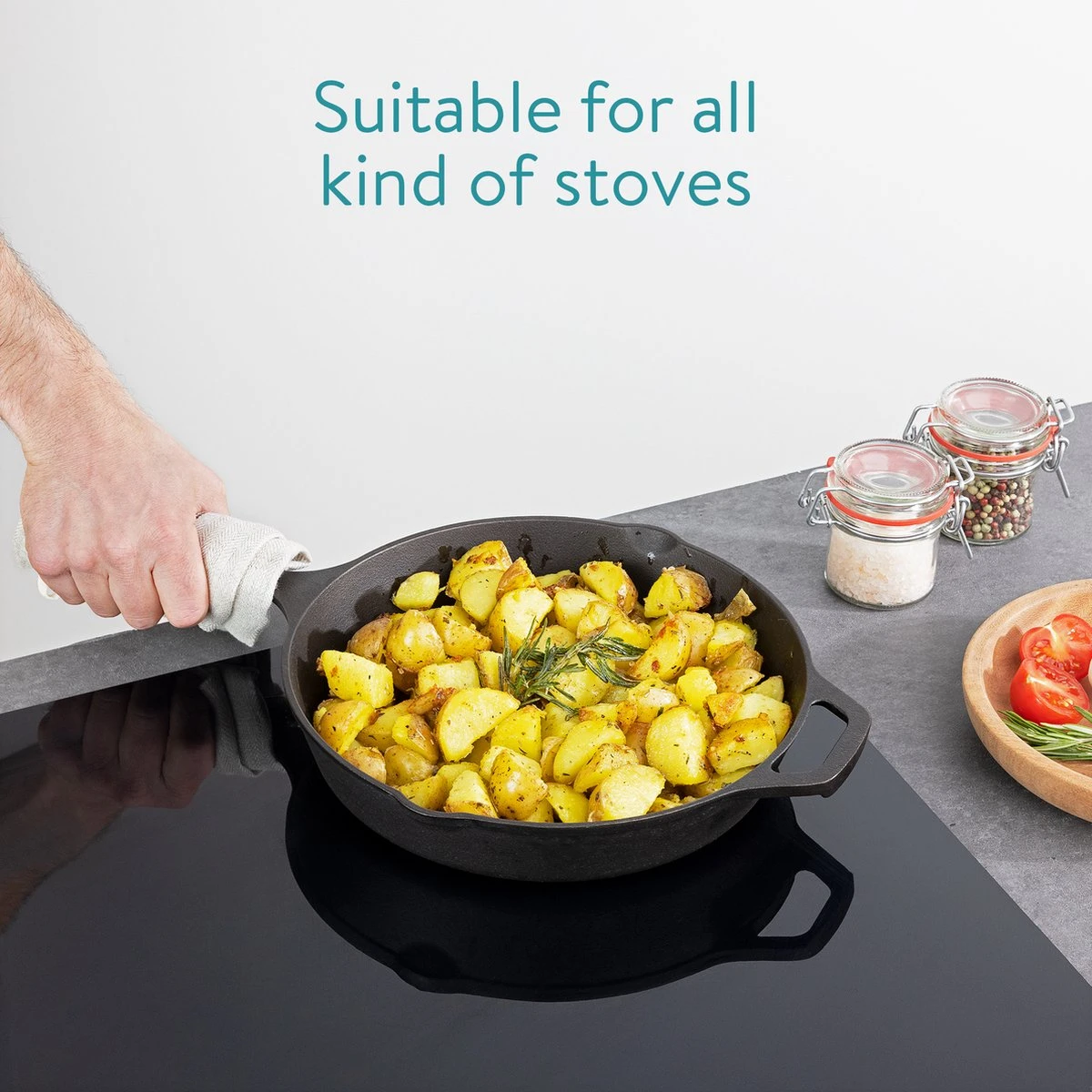 Navaris Gietijzeren Koekenpan - Braadpan Van Gietijzer - Ronde Skillet - Geschikt Voor Alle Warmtebronnen - Ø 30 Cm - Ovenbestendig Tot 260 Graden 8 Navaris Gietijzeren Koekenpan - Braadpan Van Gietijzer - Ronde Skillet - Geschikt Voor Alle Warmtebronnen - Ø 30 Cm - Ovenbestendig Tot 260 Graden - Afbeelding 6
