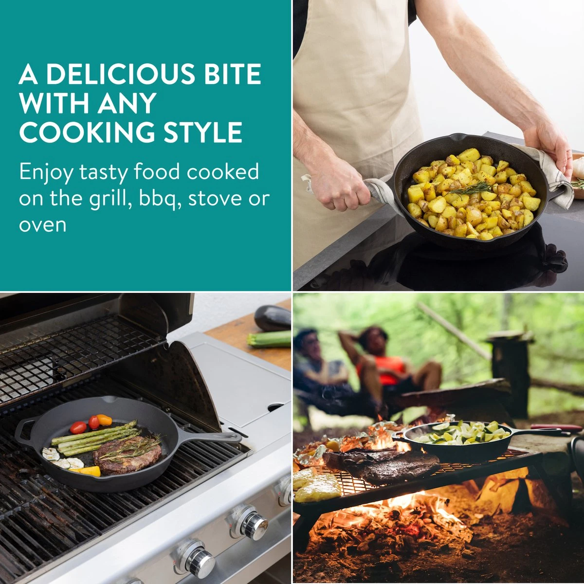 Navaris Gietijzeren Koekenpan - Braadpan Van Gietijzer - Ronde Skillet - Geschikt Voor Alle Warmtebronnen - Ø 30 Cm - Ovenbestendig Tot 260 Graden 9 Navaris Gietijzeren Koekenpan - Braadpan Van Gietijzer - Ronde Skillet - Geschikt Voor Alle Warmtebronnen - Ø 30 Cm - Ovenbestendig Tot 260 Graden - Afbeelding 7