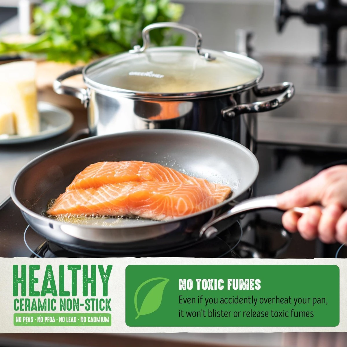 GreenChef Profile Plus Koekenpan 24cm - Zilverkleurig - Inductie - PFAS-vrij 10 GreenChef Profile Plus Koekenpan 24cm - Zilverkleurig - Inductie - PFAS-vrij - Afbeelding 8