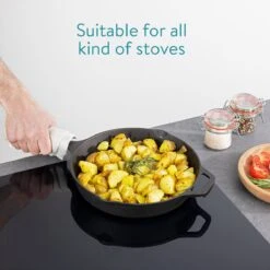 Navaris Gietijzeren Koekenpan - Braadpan Van Gietijzer - Ronde Skillet - Geschikt Voor Alle Warmtebronnen - Ø 25 Cm - Ovenbestendig Tot 260?graden -Pot Bevordering 1200x1200 529