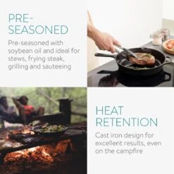 Navaris Gietijzeren Koekenpan - Braadpan Van Gietijzer - Ronde Skillet - Geschikt Voor Alle Warmtebronnen - Ø 25 Cm - Ovenbestendig Tot 260?graden -Pot Bevordering 1200x1200 530