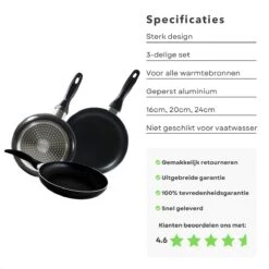 Cheqo® PRO 3-Delige Koekenpannenset - Koekenpan Set - Pannenset - Geperst Aluminium - Geschikt Voor Gas, Elektrisch, Keramisch, Halogeen Koken 13 Cheqo® PRO 3-Delige Koekenpannenset - Koekenpan Set - Pannenset - Geperst Aluminium - Geschikt Voor Gas, Elektrisch, Keramisch, Halogeen Koken -Pot Bevordering 1200x1200 612