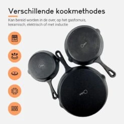 Ocina Gietijzeren Pan – Set Van 3 Stuks – ø25cm, ø19.5cm En ø16cm - Skillet - Koekenpan – Hapjespan – Koekenpan Inductie – Koekenpannenset - Gietijzeren Pan Bbq - Gietijzer - Incl. Receptenboek 13 Ocina Gietijzeren Pan – Set Van 3 Stuks – ø25cm, ø19.5cm En ø16cm - Skillet - Koekenpan – Hapjespan – Koekenpan Inductie – Koekenpannenset - Gietijzeren Pan Bbq - Gietijzer - Incl. Receptenboek -Pot Bevordering 1200x1200 747
