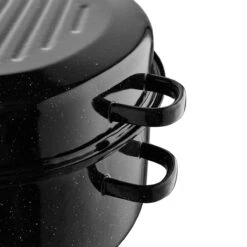 Emalia Geëmailleerde Braadpan Met Deksel 7L - Braadslede - Bakpan - Grillpan - Emaille - Zwart -Pot Bevordering 1200x1200 924