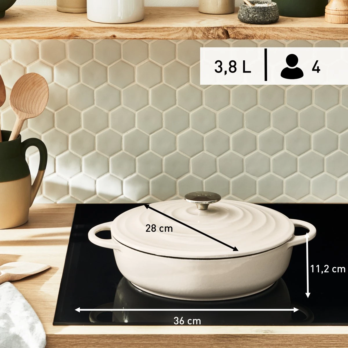 Tefal LOV Lage Braadpan - 3.8L - Ø28 Cm - Beige 11 Tefal LOV Lage Braadpan - 3.8L - Ø28 Cm - Beige - Afbeelding 9