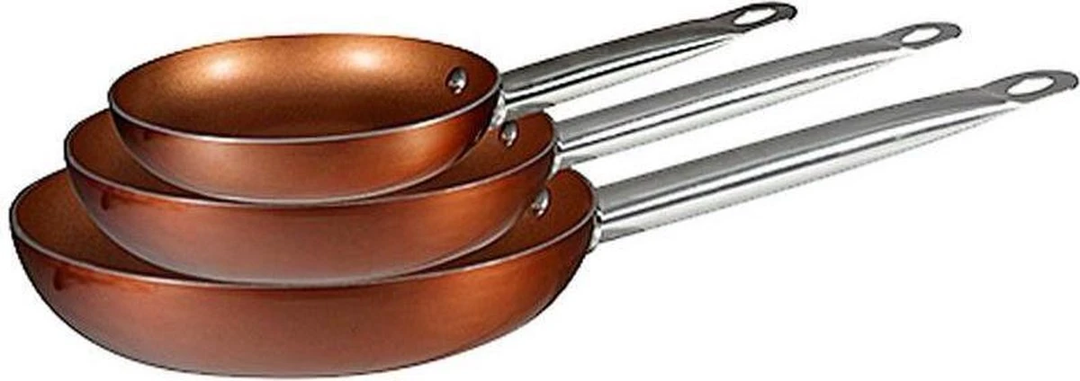 Merkloos Koekenpanset Copper Plus 20, 24 En 28 Cm 3 Merkloos Koekenpanset Copper Plus 20, 24 En 28 Cm