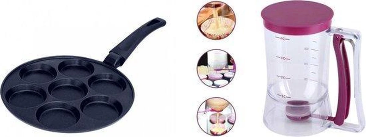 Merkloos Joyful-things Pancake Pan - Inclusief Deegdispenser- Pancake Set- Pan-Crêpemaker/Pannenkoeken- 7 Kop Marmeren Anti Laag 3 Merkloos Joyful-things Pancake Pan - Inclusief Deegdispenser- Pancake Set- Pan-Crêpemaker/Pannenkoeken- 7 Kop Marmeren Anti Laag