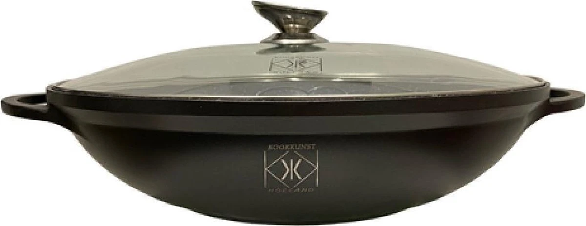 Kookkunst Holland Wokpan Met Glazen Deksel Ø 32 Cm - Inductie - PFOA Vrij 3 Kookkunst Holland Wokpan Met Glazen Deksel Ø 32 Cm - Inductie - PFOA Vrij