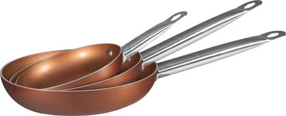 Merkloos Koekenpanset Copper Plus 20, 24 En 28 Cm 6 Merkloos Koekenpanset Copper Plus 20, 24 En 28 Cm - Afbeelding 4