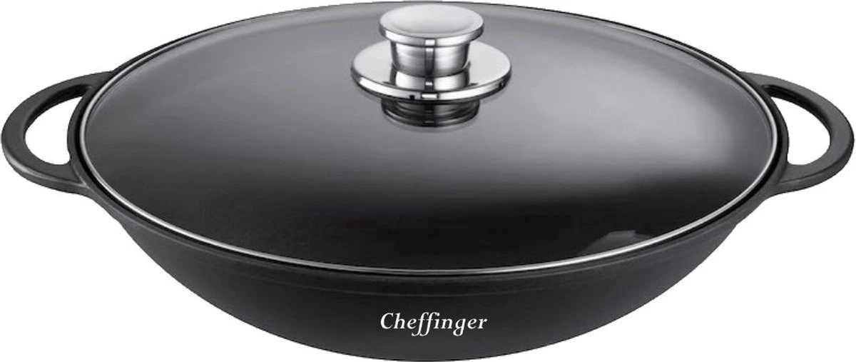 Cheffinger | Luxe Wokpan Met Deksel | 36CM | Alle Warmtebronnen | Oriental 3 Cheffinger | Luxe Wokpan Met Deksel | 36CM | Alle Warmtebronnen | Oriental
