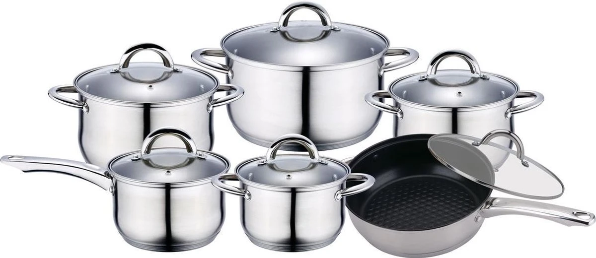 Edënbërg Classic Line - RVS Luxe Pannenset 12 Delig - Voorzien Van 5-Laags Bodem! 3 Edënbërg Classic Line - RVS Luxe Pannenset 12 Delig - Voorzien Van 5-Laags Bodem!