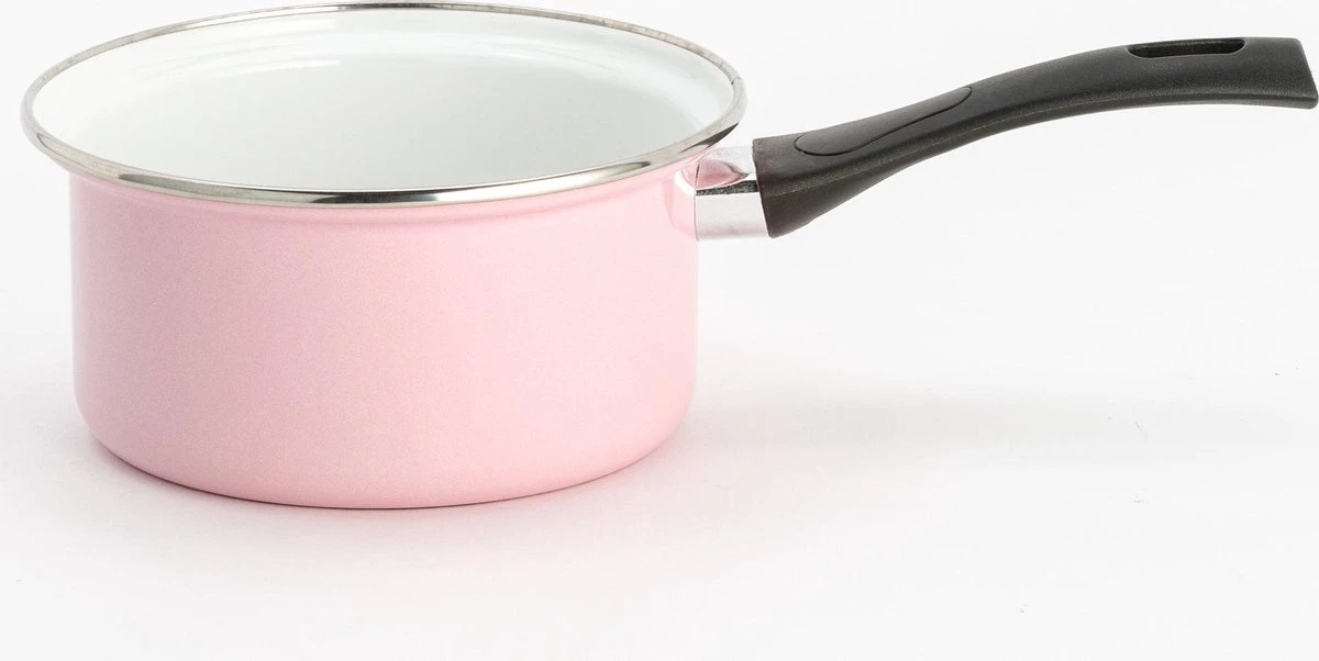 Lite-Body Pannenset - 3-delig - 2 Kookpannen & 1 Steelpan - Emaille - Serafijn Roze 5 Lite-Body Pannenset - 3-delig - 2 Kookpannen & 1 Steelpan - Emaille - Serafijn Roze - Afbeelding 3