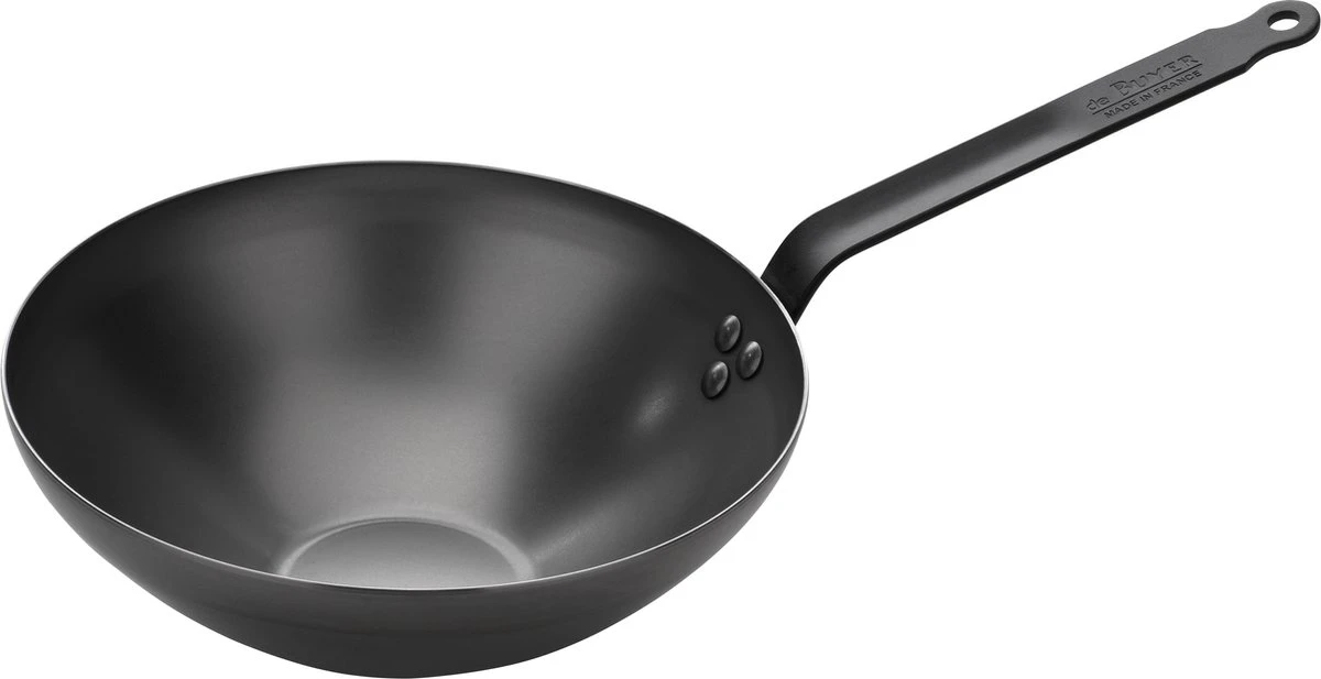 DeBuyer Mineral B Black Wok - 28cm - Staal 3 DeBuyer Mineral B Black Wok - 28cm - Staal